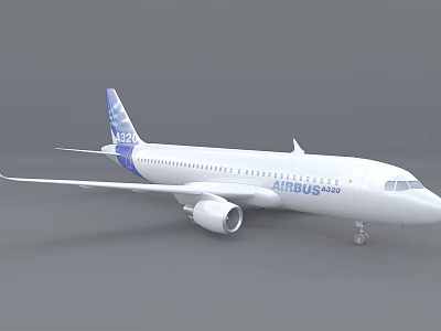 White Airbus A320 Commercial Airplane With Blue Tail And Fuselage Logo 3d model
