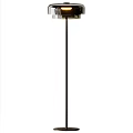 Modern Floor Lamp Design With Colorful Transparent Shades And Black Metal Poles
