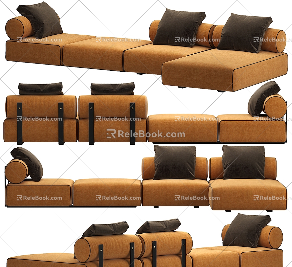 Casual Sofa Combination Casual Sofa Living Room Sofa Multi-Person Sofa Pillow Pillow Home Furniture Simple 3d model