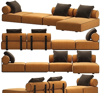 Casual Sofa Combination Casual Sofa Living Room Sofa Multi-Person Sofa Pillow Home Furniture Simple 3d model