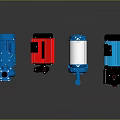 Industrial Equipment Display Featuring Blue Red Black Motors And High Performance Design
