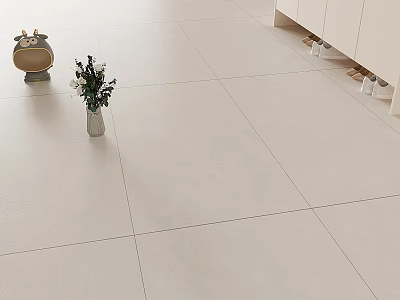Light Beige Floor Tiles In Modern Living Space With Decor 3d model