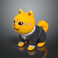 Yellow Cat Plush Toy Wearing Black Suit And Glasses With Cute Design
