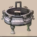 Antique Style Bronze Decorative Ornament Set Featuring Three Legs Animal Shaped Accents And Intricate Carvings