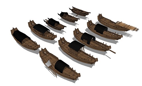 new chinese boat fishing boat wooden boat 3d model