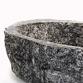 Natural Stone Washbasin With Rough Texture And Modern Metal Faucet Design