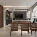 Modern Club Interior Design With Columns Plants Windows Chairs And Tables