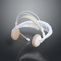 White Sleek Over Ear Computer Headphones With Light Brown Ear Cushions And Microphone