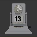 Silver Sculptured Desk Calendar With Carved Number 13 June Date And Server Base