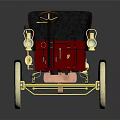 Vintage Red Classic Car with Yellow Wheels and Black Seats