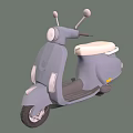 Light Gray Classic Scooter With White Seat Round Headlight And Rearview Mirrors