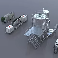 Laboratory Industrial Equipment Setup Featuring Stainless Steel Tanks Mixing Devices Piping Systems And Containers