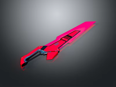 Red Weapon Sword With Long Blade And Modern Black Blue Design Details 3d model
