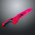 Red Weapon Sword With Long Blade And Modern Black Blue Design Details