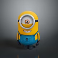 Cute Movie Character Minion With Yellow Body One Large Eye Blue Overalls Black Gloves And Shoes