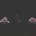 Artistic Decorative Plants With Pink And Blue Blooms And Curved Branches