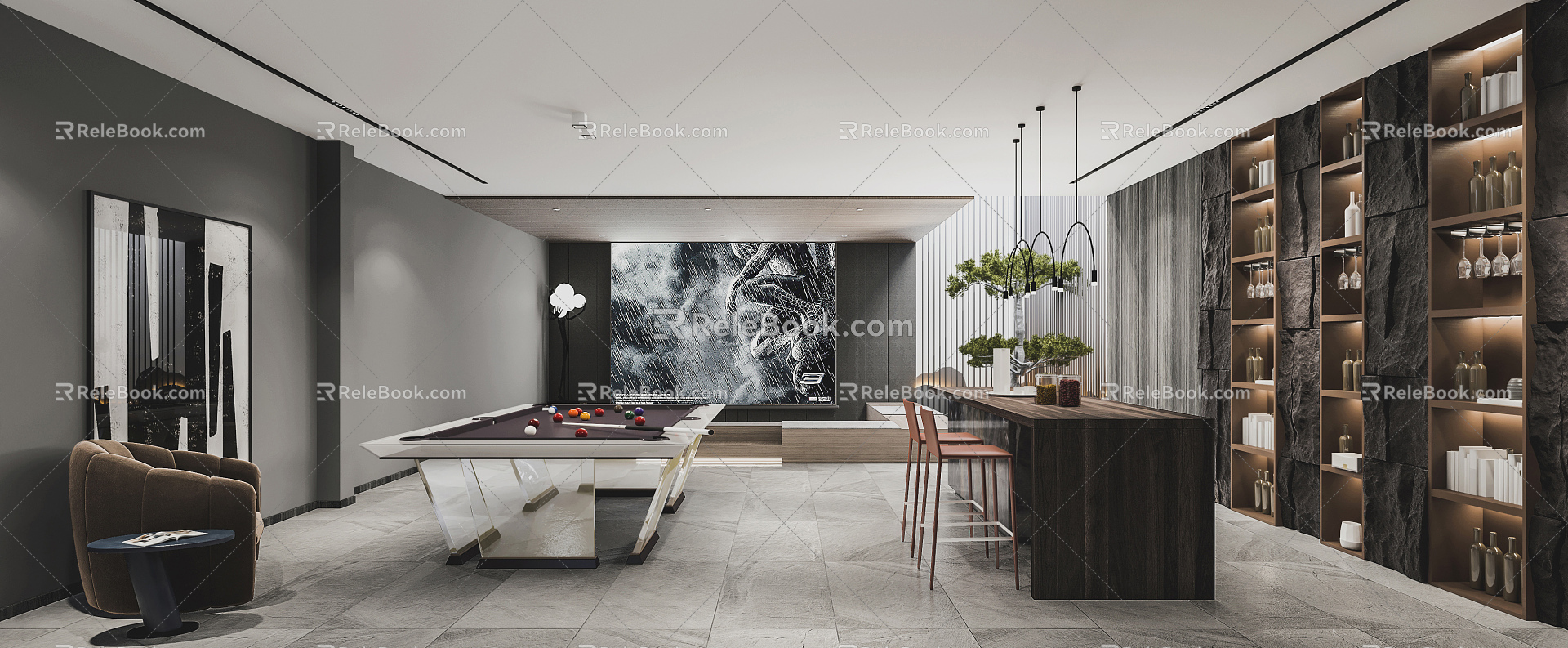 Modern Recreation Room 3d model