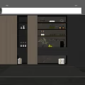 Modern Elegant Wine Cabinet With Glass Door LED Lighting And Wooden Panels Design