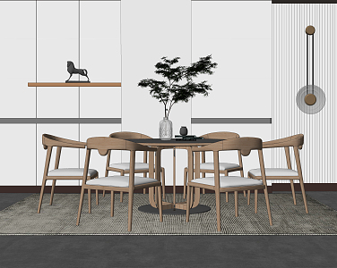 Nordic Dining Table and Chair Combination Dining Table and Chair 3d model