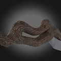 Handcrafted Knife With Intricately Carved Wooden Handle And Sharp Metal Blade