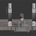 Industrial Mechanical Structure Featuring Metal Frame Platform Wheels And Support Components