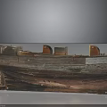 Traditional Wooden Boat With Vintage Design Storage Compartments And Weathered Brown Wood