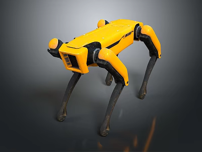 Yellow Four Legged Robotic Equipment With Mechanical Legs And Sturdy Industrial Build 3d model
