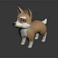 Adorable 3D Corgi Dog Model With Brown White Fur And Red Eyes