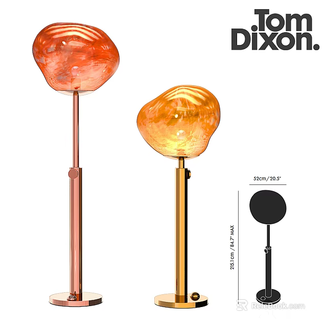 Dixori Modern Floor Lamp With Copper Gold Stand And Colored Glass Shades 3d model 