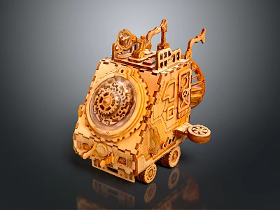Wooden Electric Toy Vehicle With Intricate Mechanical Gears And Detailed Structure 3d model