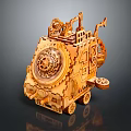 Wooden Electric Toy Vehicle With Intricate Mechanical Gears And Detailed Structure