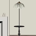 Modern Petal Shaped Floor Lamp with Slim Metal Stand and Round Table Base