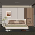 Modern Bedroom Interior Design With Large Bed Decorative Painting Window Bench And Potted Plant