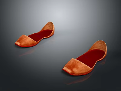 Comfortable Orange Suede Flat Shoes With Red Soles For Daily Use 3d model