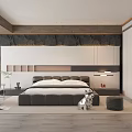Modern Bedroom Interior With Large Bed Built In Wardrobe And Ambient Lighting