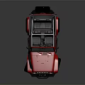 Red Open Top Off Road Car With Black Wheels And Spare Tire 3d model