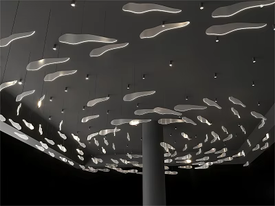 Irregular Pendant Lights In Modern Ceiling Interior With Artistic Curved Design 3d model