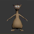 Cartoon Brown Animal Character With Big Eyes Pointed Ears And Round Body