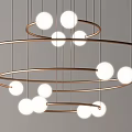 Modern Chandelier Design With Multiple Round Bulbs And Metallic Circular Frames 3d model