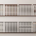 Various Decorative Railings With Different Styles And Ornamental Design Elements 3d model