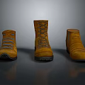 Three Pairs Of Yellow Shoes In Various Styles For Daily Use