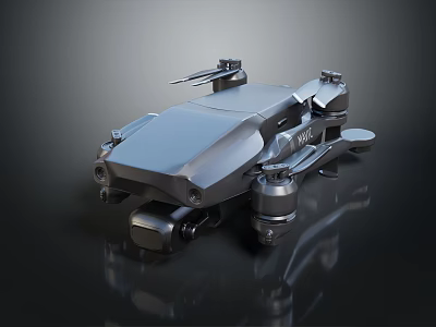 Smart Drone With Modern Folding Structure Metallic Body And Functional Components 3d model