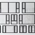 Various Black Framed Glass Window Designs for Home Architectural Use 3d model