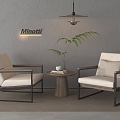 Modern Casual Table and Chair Casual Chair Round Vase Ornaments 3d model