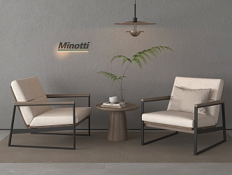 Modern Casual Table and Chair Casual Chair Round Vase Ornaments 3d model