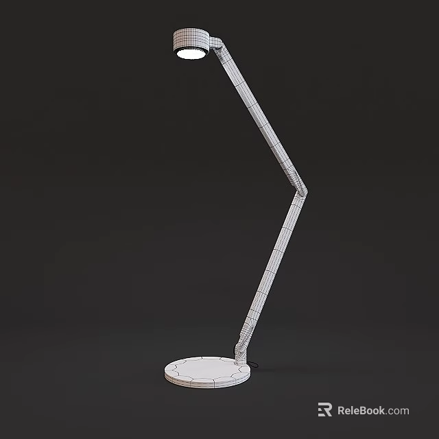 Modern Adjustable Desk Lamp With Metal Arm And White Circular Base For Home Study 3d model 