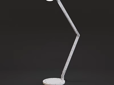 Modern Adjustable Desk Lamp With Metal Arm And White Circular Base For Home Study 3d model
