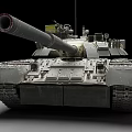 Military Armored Tank With Long Gun Barrel Heavy Tracks And Armored Hull
