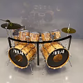 Complete INVA Drum Set With Wooden Texture Cymbals And Metal Stands