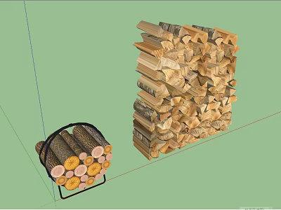 Wooden Logs Stack And Holder For Fireplace Or Home Decoration 3d model
